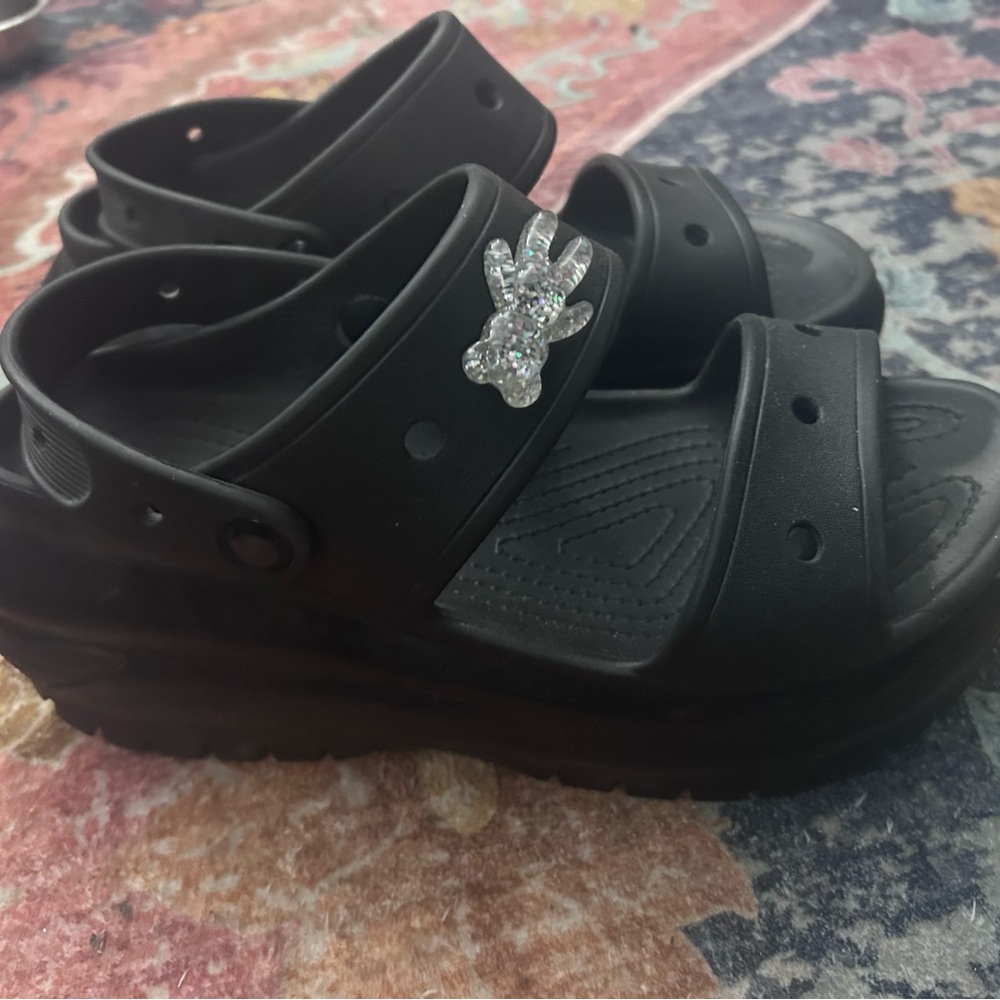 Crocs mega crush black platform sandals, size 10.